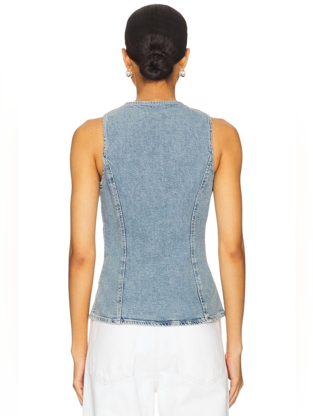 NWT Rails Portola Blue Fitted Cotton Denim Vest Top Size Small - Picture 3 of 11
